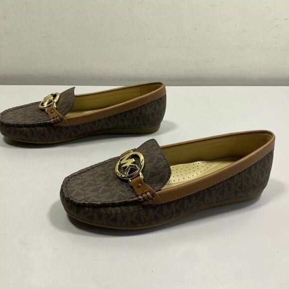 NEW MICHAEL KORS Womens Fulton Logo Moccasins Size 6.5 Cushioned Comfort Brown - Picture 2 of 8